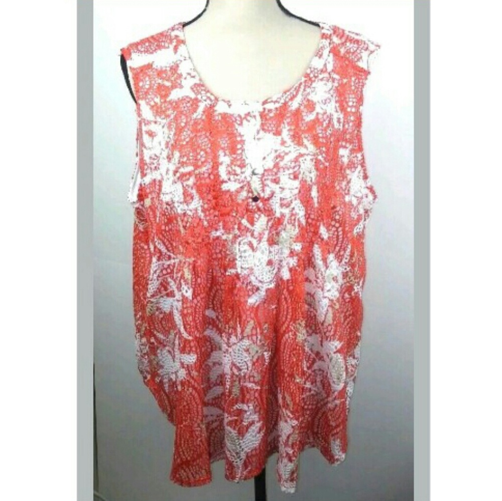 New Directions Layer Crochet Coral Sleeveless - Picture 2 of 8
